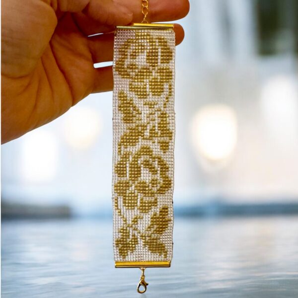 Pulsera Tejida con mostacillas - FLORES - Imagen 7